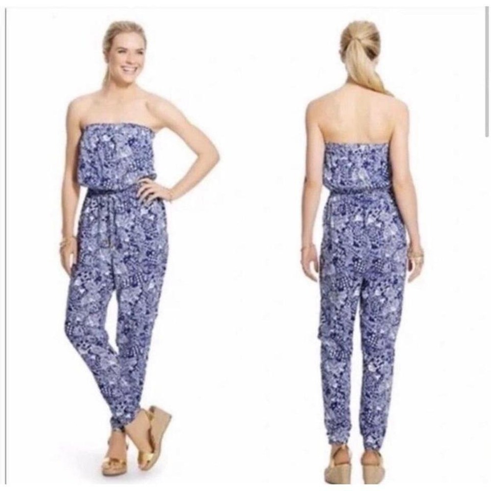 Womens Lilly Pulitzer Target Upstream Smocked Tie Waist Strapless Jumpsuit